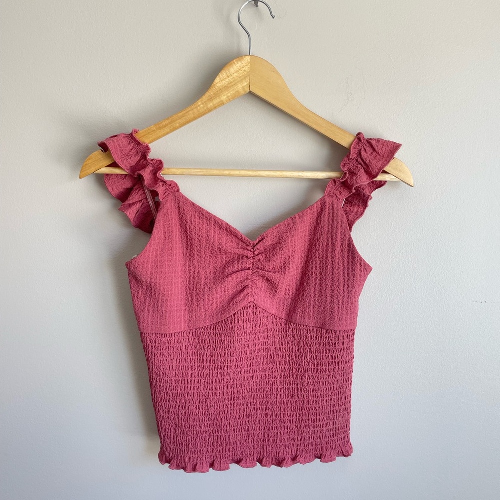 Blue Rain by Francesca Ruffle Sleeve Tank